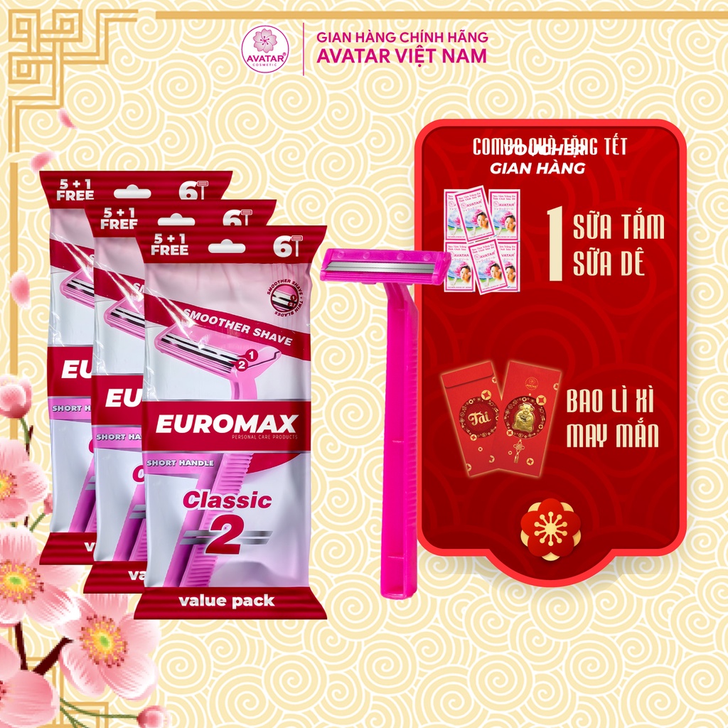 Set 18 Dạo Cao LiYu Euromax Hai Lưỡi Dùng Một Lần Super Thin Cho Nữ (Bịch Hồng)