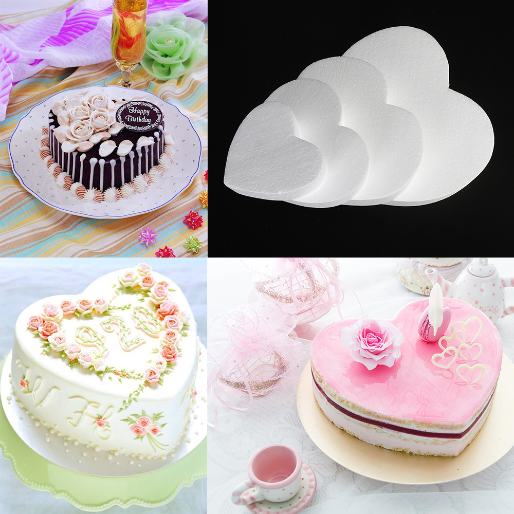 4/6/8/10 inch Dummy Heart Shaped Foam Cake Mould Practice Model Cake Accessories