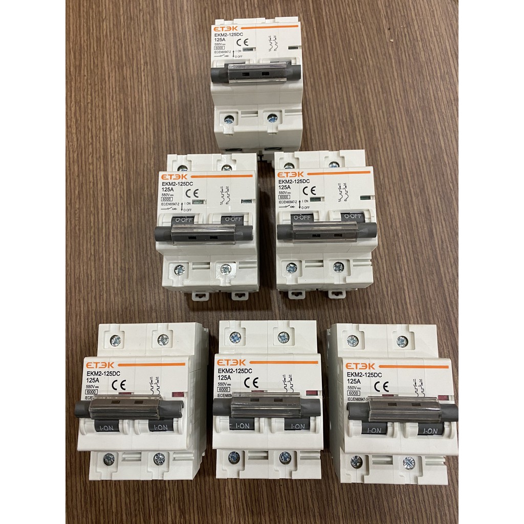 Cầu dao CB DC acquy 125A 2P 550V ETEK EKM1-125DC, EKM2-125DC