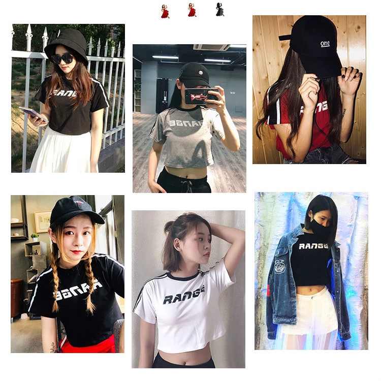 Áo Thun Croptop Tay Cộc Cổ Tròn Phong Cách Hàn Quốc Cho Nữ