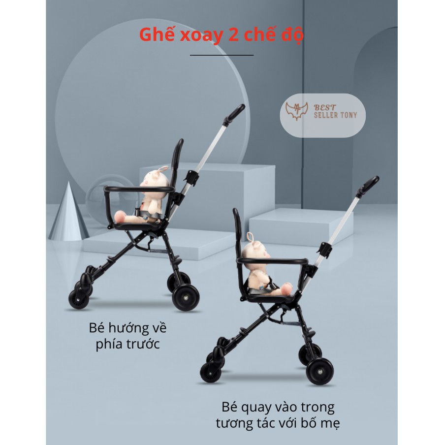 Xe đẩy cho bé gấp gọn siêu nhẹ 3.5KG DU LỊCH 2-WAY REST BABY