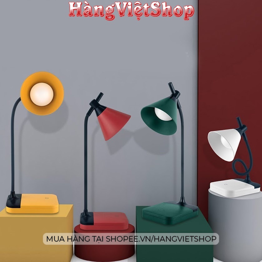 Đèn học đọc sách để bàn làm việc trang trí decor phòng ngủ sạc pin usb tích điện chống cận 3 chế độ sáng