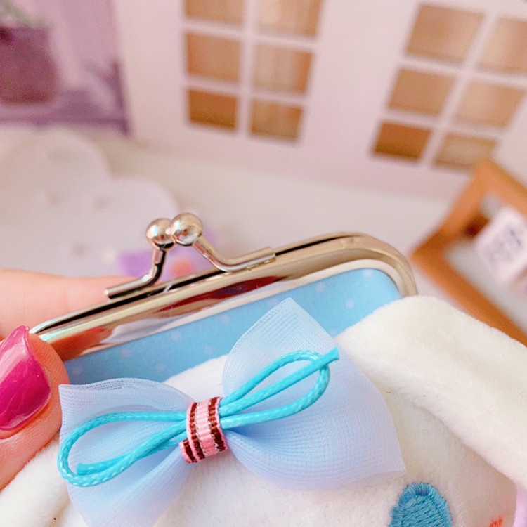 Ví Đựng Tiền Xu Hình Nhân Vật Anime Kuromi Kitty Cinnamoroll Bằng Lông Nhung Dễ Thương Xinh Xắn