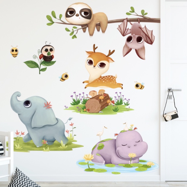 Decal trang trí tường - Những người bạn thú đáng yêu