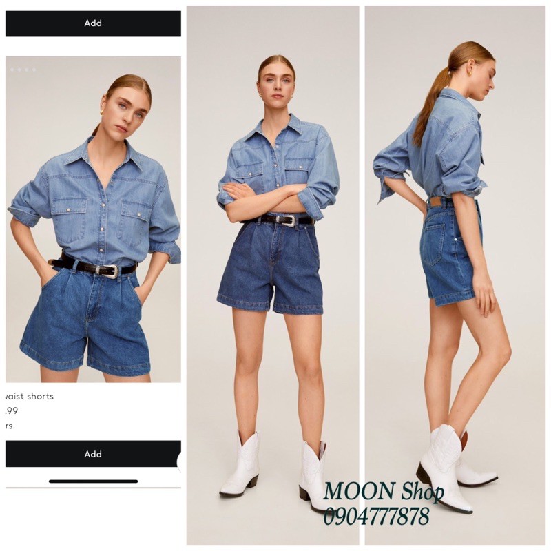 J250221-Short jean Mango xanh