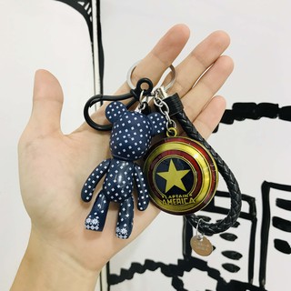 Móc khóa Gấu POPOBE đốm kèm dây và khiên