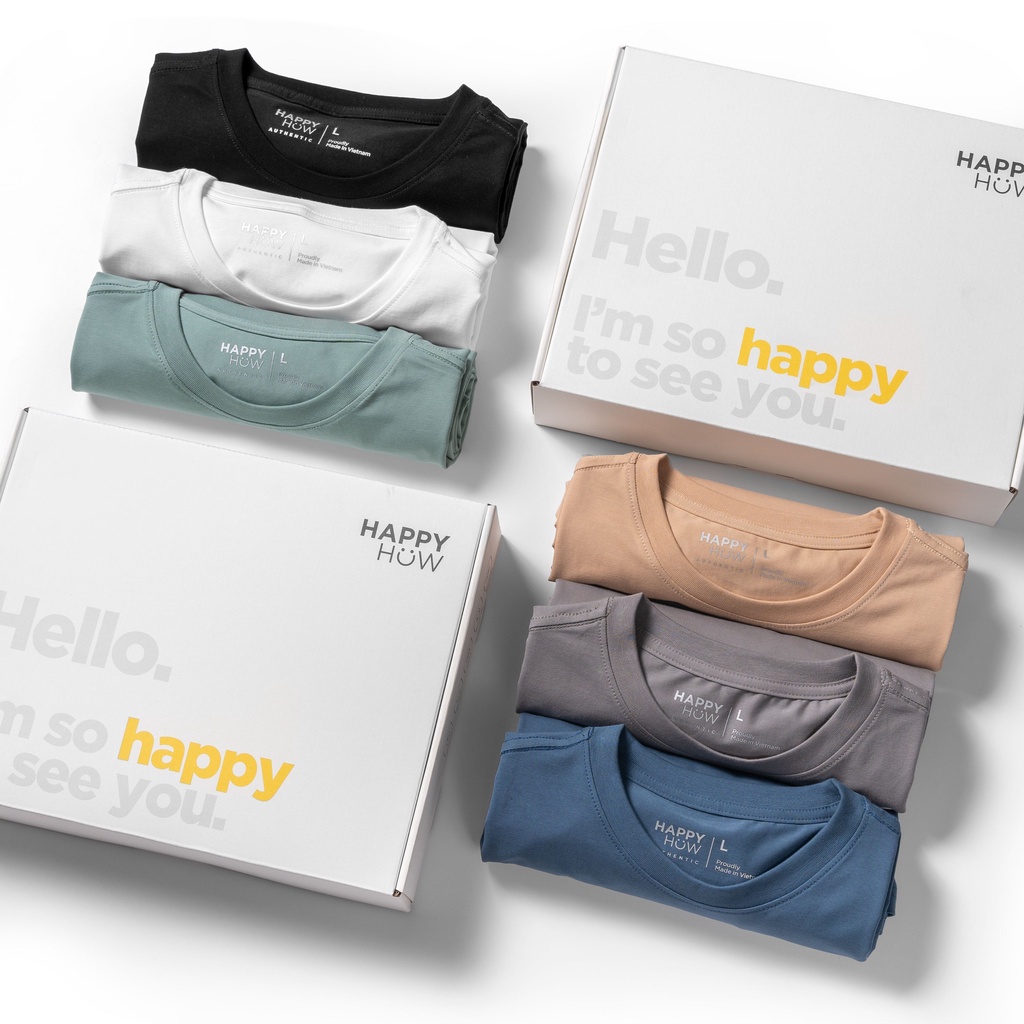 Áo thun nam cổ tròn HappyHow, Chất vải cottton co giãn 4 chiều dày dặn