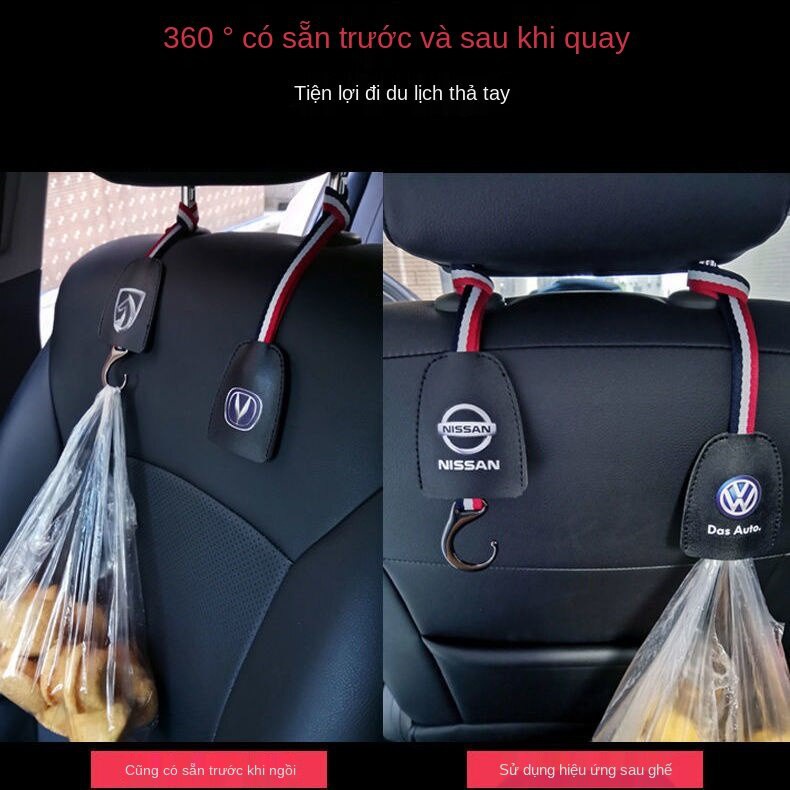 Móc treo đồ gắn sau lưng ghế xe hơi bằng kim loại chống va chạm tiện lợi đa năng