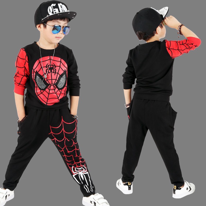 Bộ đồ dài tay thể thao in hình Spiderman cho bé trai