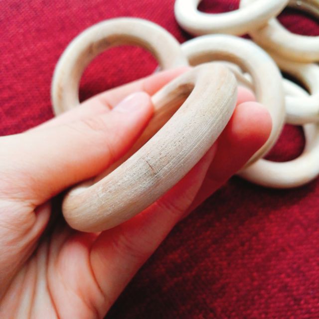 Khoen gỗ làm giỏ treo cây macrame, khoen tròn gỗ làm lục lạc