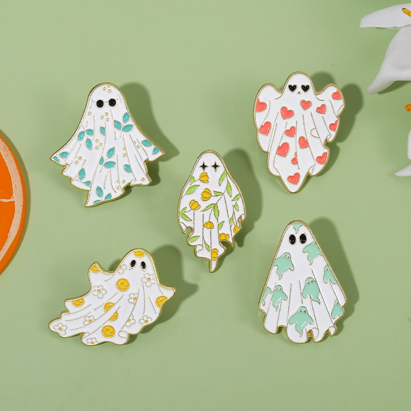 Ghim cài áo QIHE JEWELRY phối hình ma hoạt hình phong cách halloween cho balo/ quần áo/ làm quà tặng bạn bè