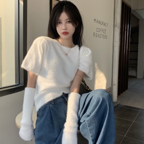 【ZHELIHANGFEI】Áo Sweater Dệt Kim Tay Dài Cổ Tròn Thiết Kế Quyến Rũ Cho Phái Nữ