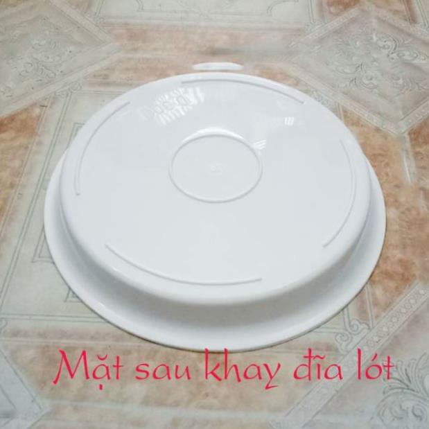 Đĩa tròn lót chậu đường kính cả đĩa 12 cm, lòng đĩa 10 cm