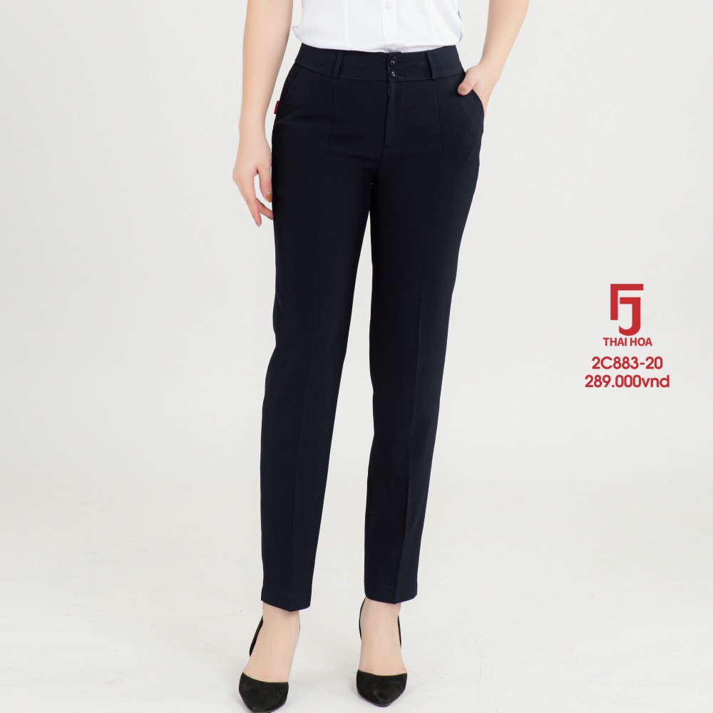 Quần Tây nữ Thái Hòa 2C982-20-01, quần âu nữ công sở 9 tấc, màu tím than, chất liệu mềm ,trơn | BigBuy360 - bigbuy360.vn