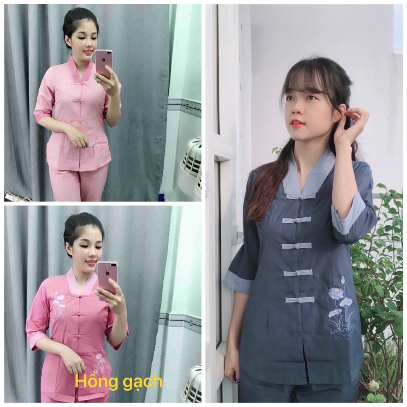 Mẫu la hán phối- áo lam đi chùa, pháp phục phật giáo