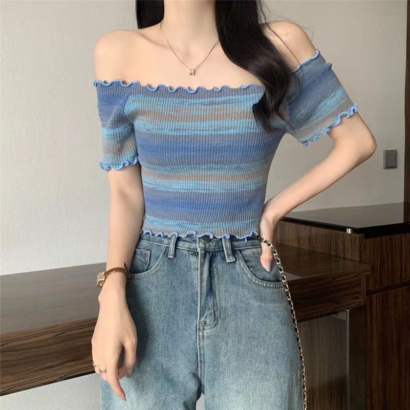 Áo Thun Nữ Ngắn Tay Kẻ Sọc Thiết Kế Mới