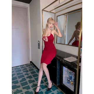 Đầm body dự tiệc đỏ đan lưng Yoona - 3126