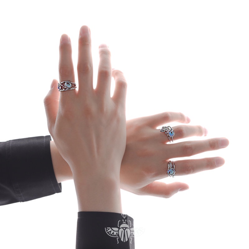 Nhẫn Đá Mặt Trăng Mở Điều Chỉnh Được Thiết Kế Thời Trang Cá Tính Cho Nam