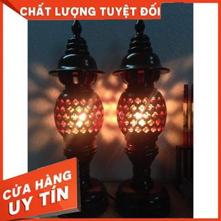 Cặp đèn thờ gỗ cao 46cm