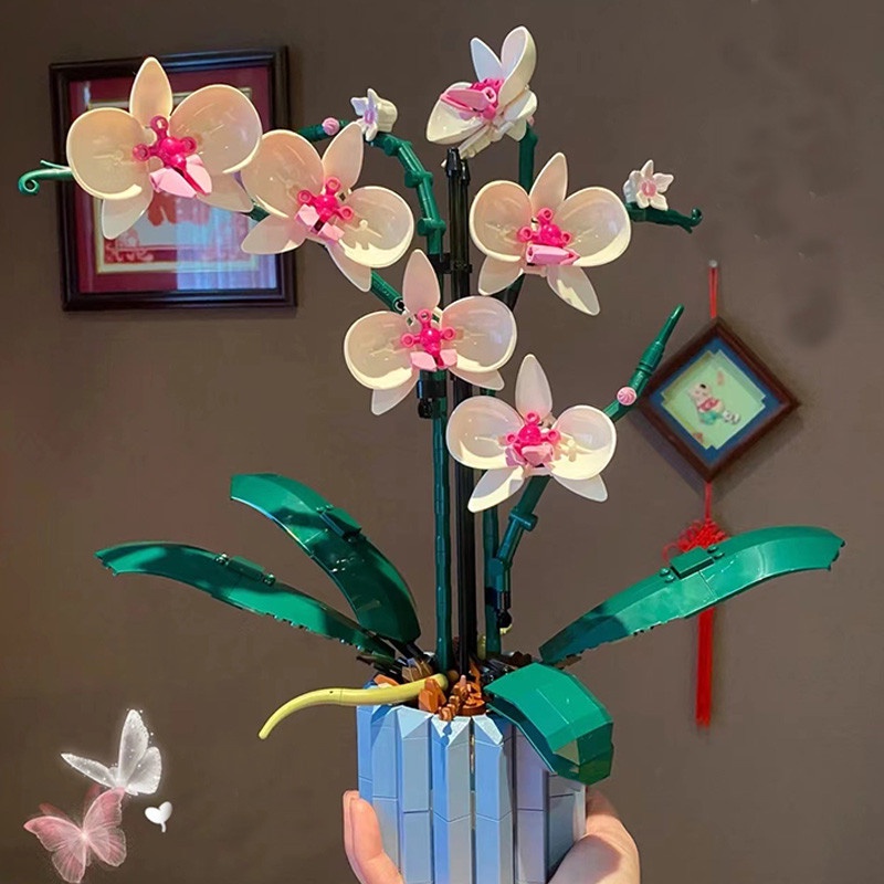 Lắp ráp mô hình creator Botanical Collection 1031 CHẬU HOA PHONG LAN trưng bày