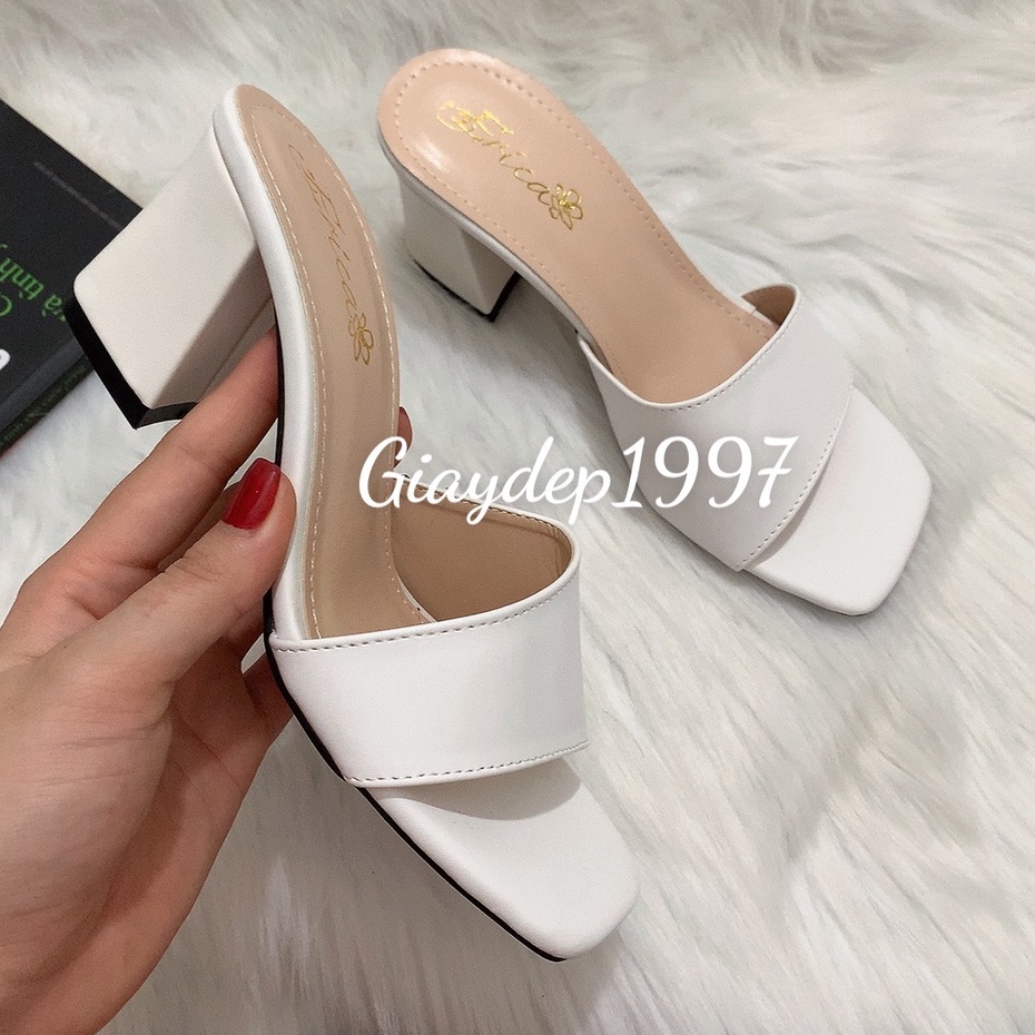 Guốc cao gót quai ngang gót vuông 7 phân hàng loại 1 chất xịn kiểu dáng hàn quốc sang chảnh mã HHHH