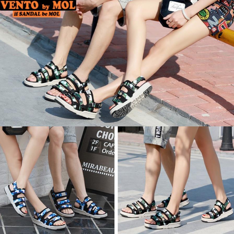 Giày sandal Vento unisex nam nữ 3 quai ngang có quai hậu tháo rời cho cặp đôi mang đi học đi biển du lịch NV1001B2 !