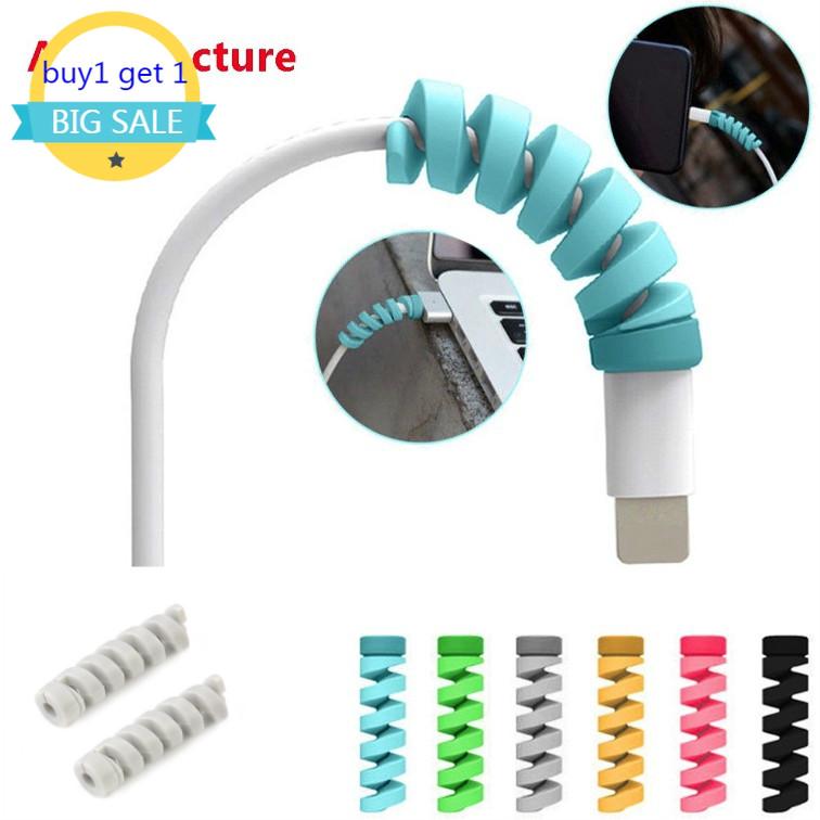 Set 2 Vỏ Bọc Bảo Vệ Dây Cáp Sạc Usb Chống Rơi Màu Sắc Ngọt Ngào Tiện Dụng