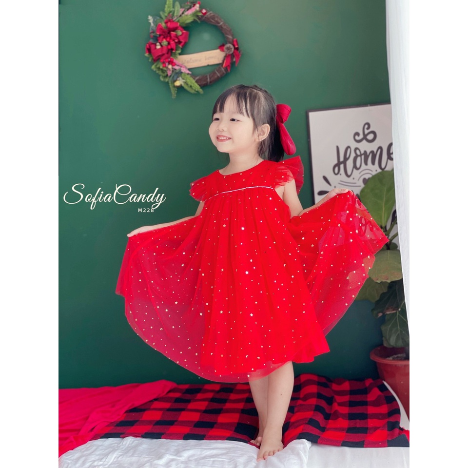 Váy đầm bé gái Sofia Candy ren đỏ