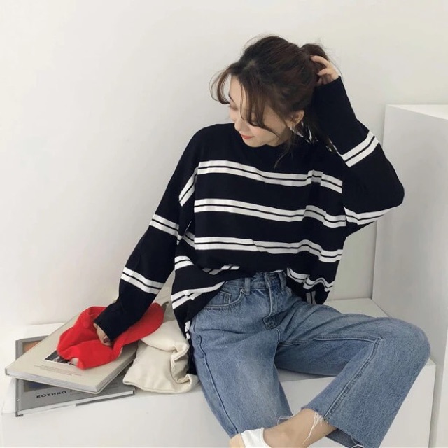 Áo dài tay kẻ A22