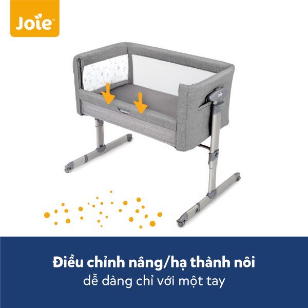 Nôi ngủ cạnh giường hạ thành đa chức năng - JOIE ROOMIE GLIDE FOGGY GRAY