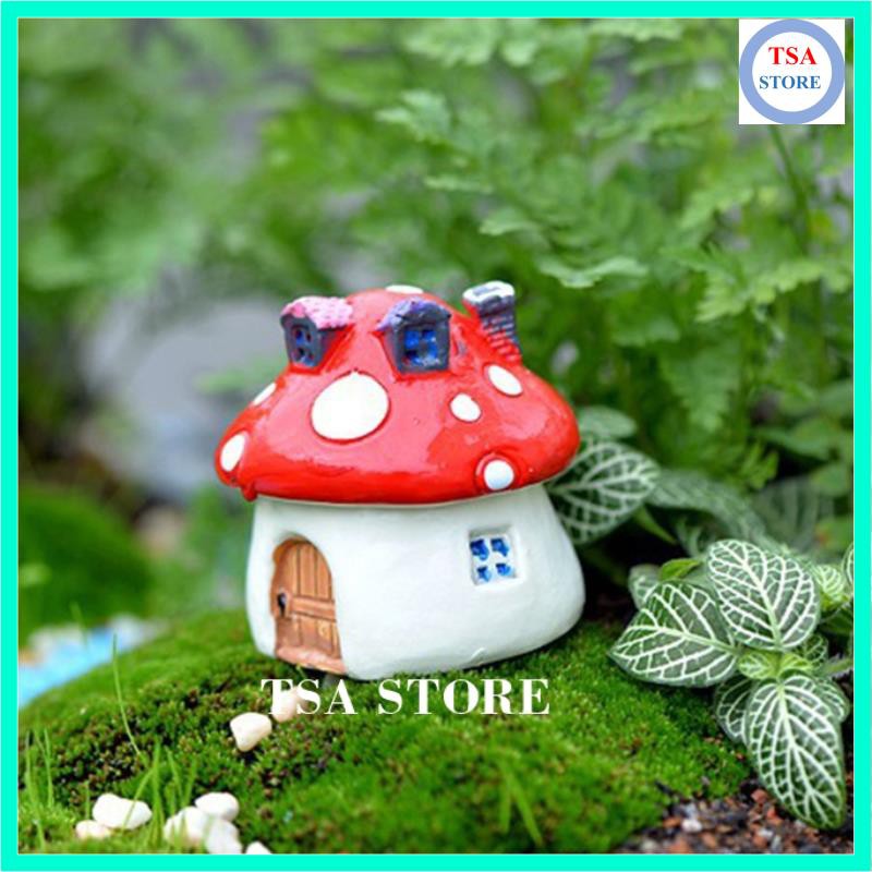 Phụ kiện tiểu cảnh terrarium Nhà nấm trang trí tiểu cảnh/chậu cây mini/hồ cá/bonsai/hòn non bộ/sen đá/xương rồng
