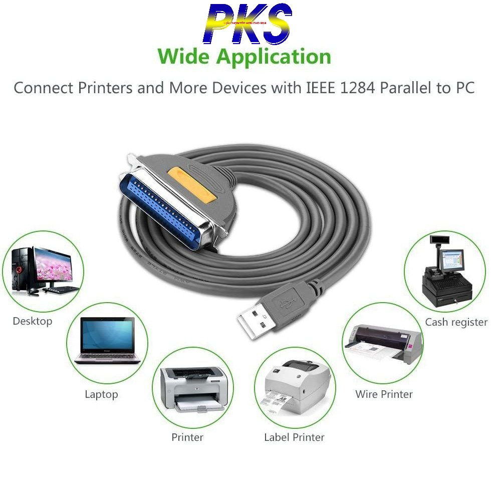 Cáp máy in USB to LPT IEEE1284 dài 1.8m cao cấp Ugreen 20225