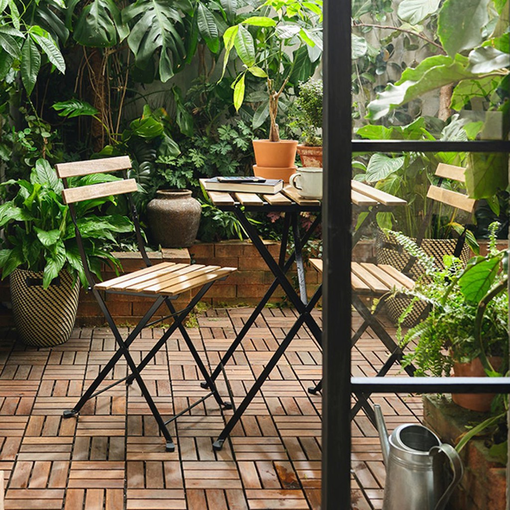 Bộ Bàn 2 Ghế Gỗ BISTRO Patio Mini Chuyên Dụng Phù Hợp Làm Bàn Ăn, Bàn Cà Phê - Gấp Gọn Dễ Dàng - Bộ Gồm 1 Bàn 2 Ghế