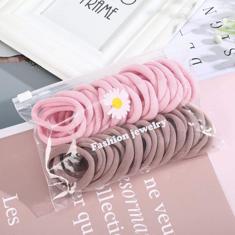 Bộ 50 dây buộc tóc co giãn xinh xắn dành cho nữ