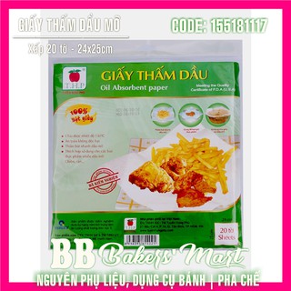 Giấy thấm dầu mỡ chiên rán 24x25cm - Xấp 20t