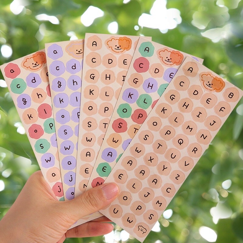 Miếng dán trang trí hình chữ cái nhiều màu sắc, sẵn keo dán ( kích thước 1 miếng 6cm x 16cm)
