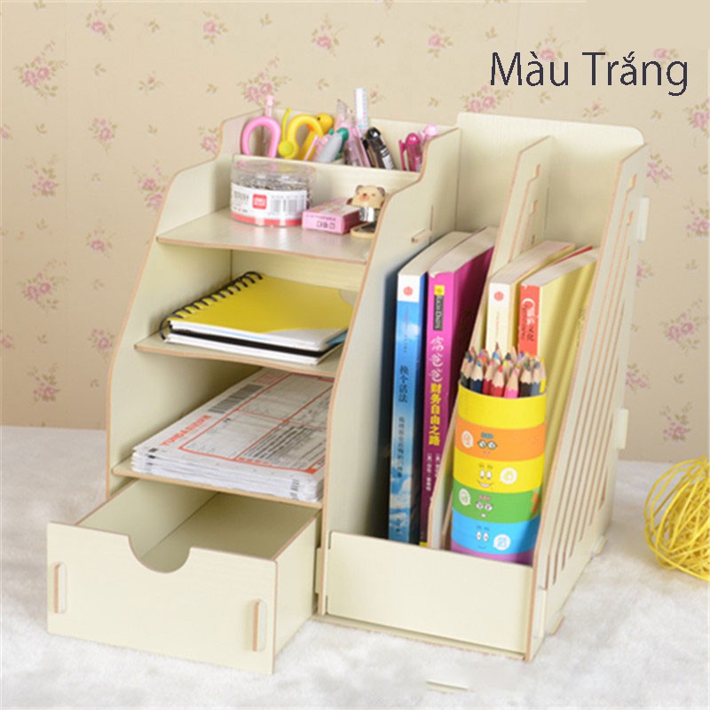 Kệ sách mini và tài liệu để bàn chất liệu gỗ lắp ghép sang trọng tiện lợi nhiều màu sắc