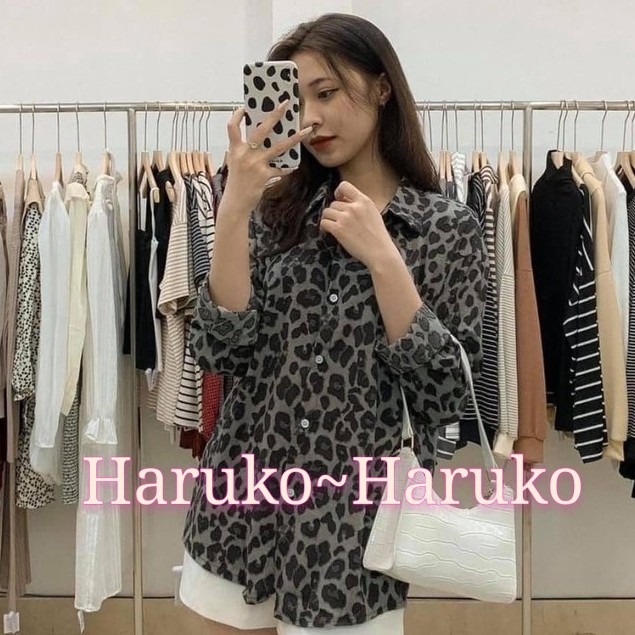 [Ảnh thật/Video] Áo sơ mi form rộng, cổ vest hoa báo đầy cà tính - Haruko Closet