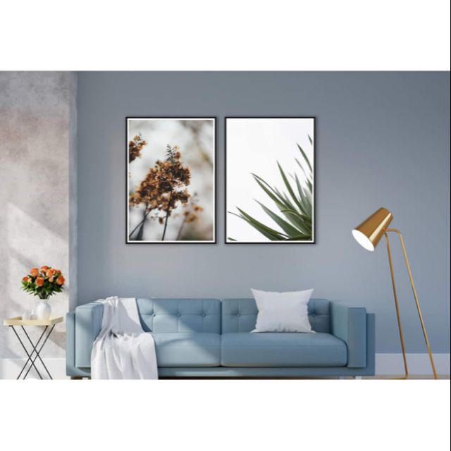 Tranh canvas lá kèm khung viền 50x70 bộ 2 tranh