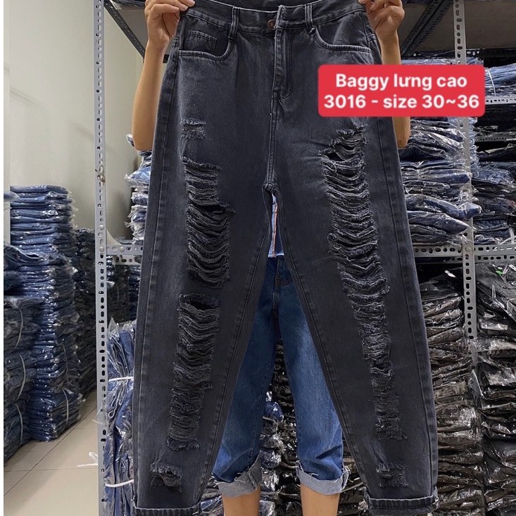 [Bigsize 54-93kg] Quần Baggy Bigsize Lưng Cao, Không Giãn, Form Chuẩn Xám Trơn/Rách Te Tua
