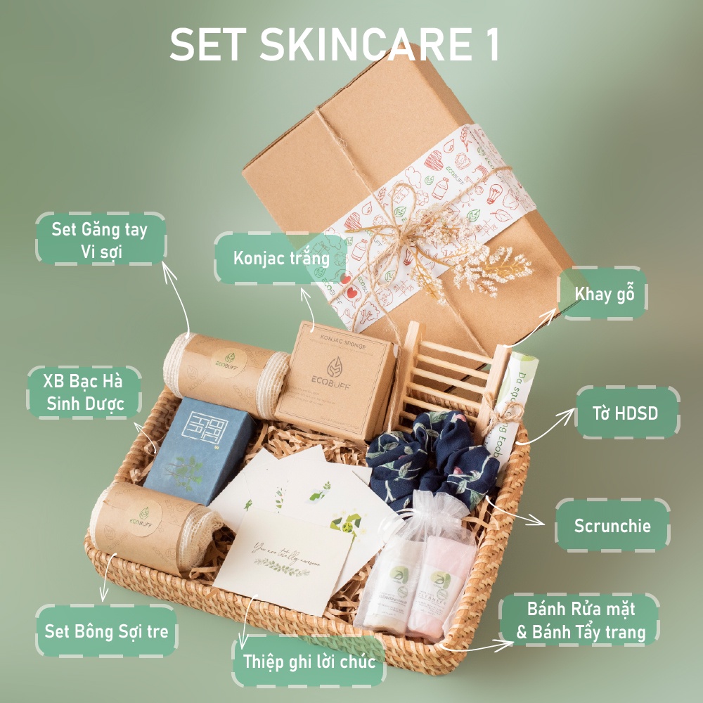 Quà tặng Ecobuff Giftset SKINCARE chăm sóc da với sản phẩm lành tính, thuần chay Quà sinh nhật, 8-3, 20-10, Valentine