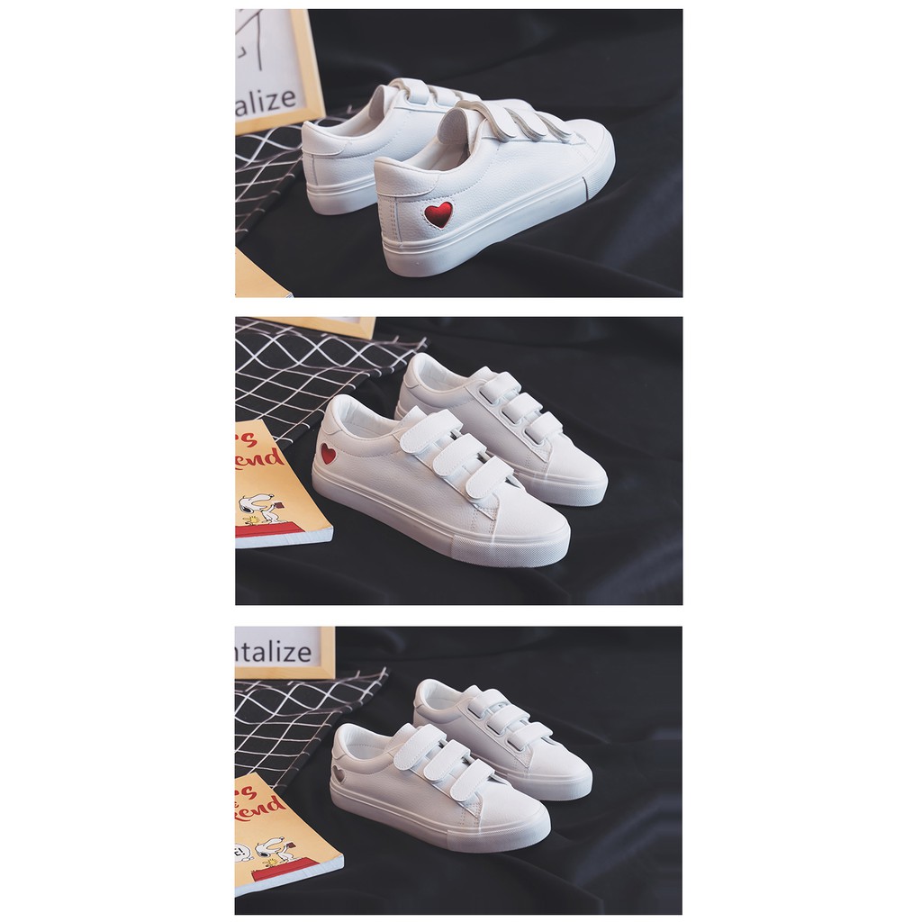 [ORDER] Giày bata học sinh quai dán màu trắng in hình tim  siêu xinh - MBS341 | BigBuy360 - bigbuy360.vn