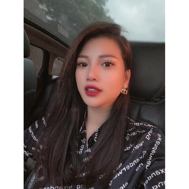 Khuyên tai, bông tai hot girl thương hiệu cao cấp CD tag vàng phối ngọc 🍓