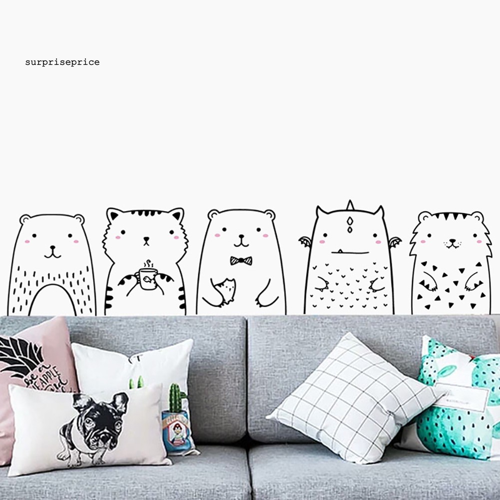 Sticker dán tường hình động vật dễ thương trang trí DIY