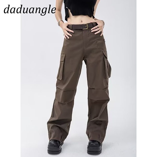 Quần dài Daduhey ống rộng nhiều túi phong cách retro thời trang ins 2022 cho nữ