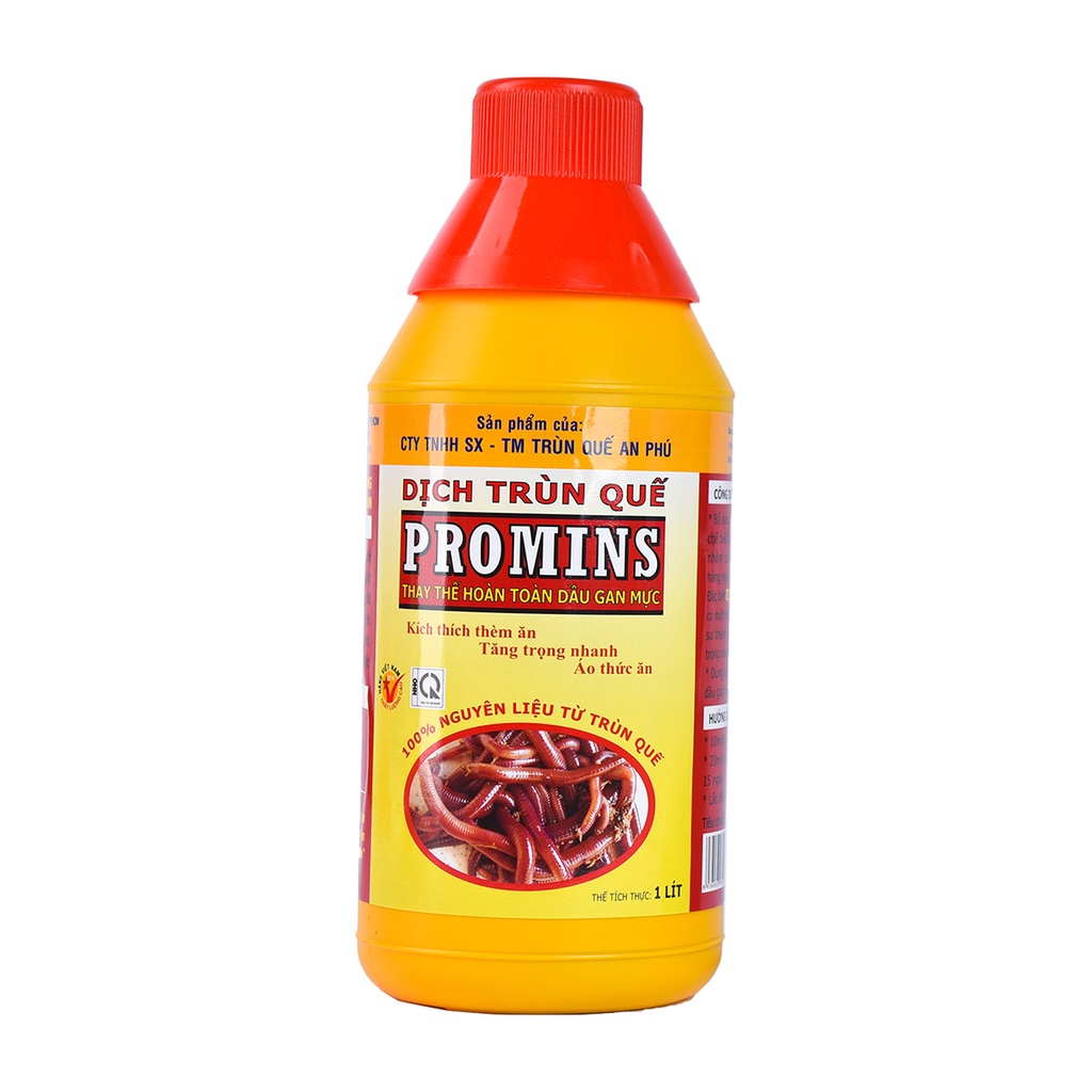 DỊCH TRÙN QUẾ DÙNG CHO TÔM, CÁ PROMINS CHAI 1 LIT