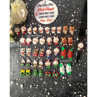 Set 2 con Búp bê bột, ông già noel, chim cánh cụt, người tuyết gắn móng nail