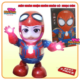 Đồ chơi siêu nhân người nhện robot spiderman dancing nhún nhảy theo nhạc có đèn led âm thanh vui nhộn thích hợp làm quà