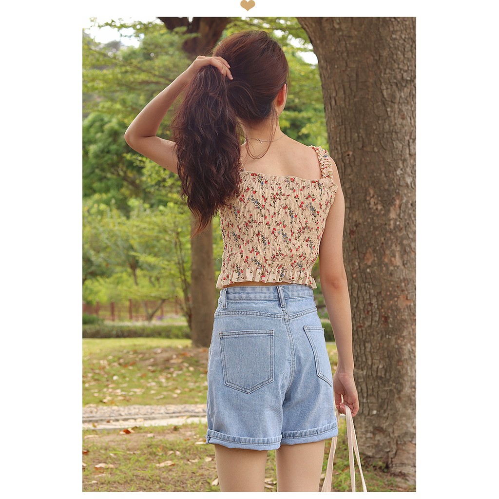 Áo 2 dây MaoMao dáng ôm body họa tiết hoa nhí trẻ trung, Áo hai dây bản to dáng croptop ulzzang Hàn Quốc - C29 | BigBuy360 - bigbuy360.vn