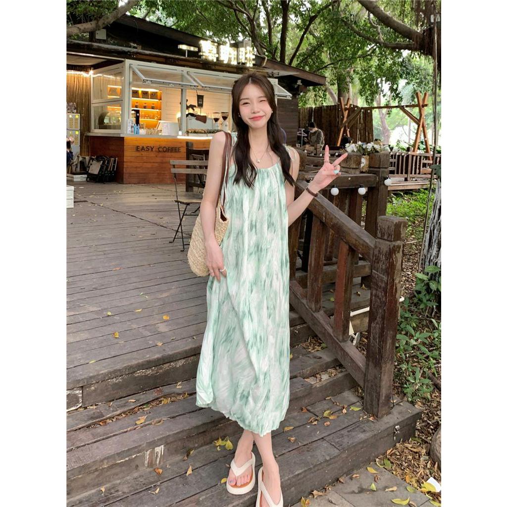 Đầm Hai Dây Dáng Ôm Dài Vừa Phong Cách Retro Pháp 62022